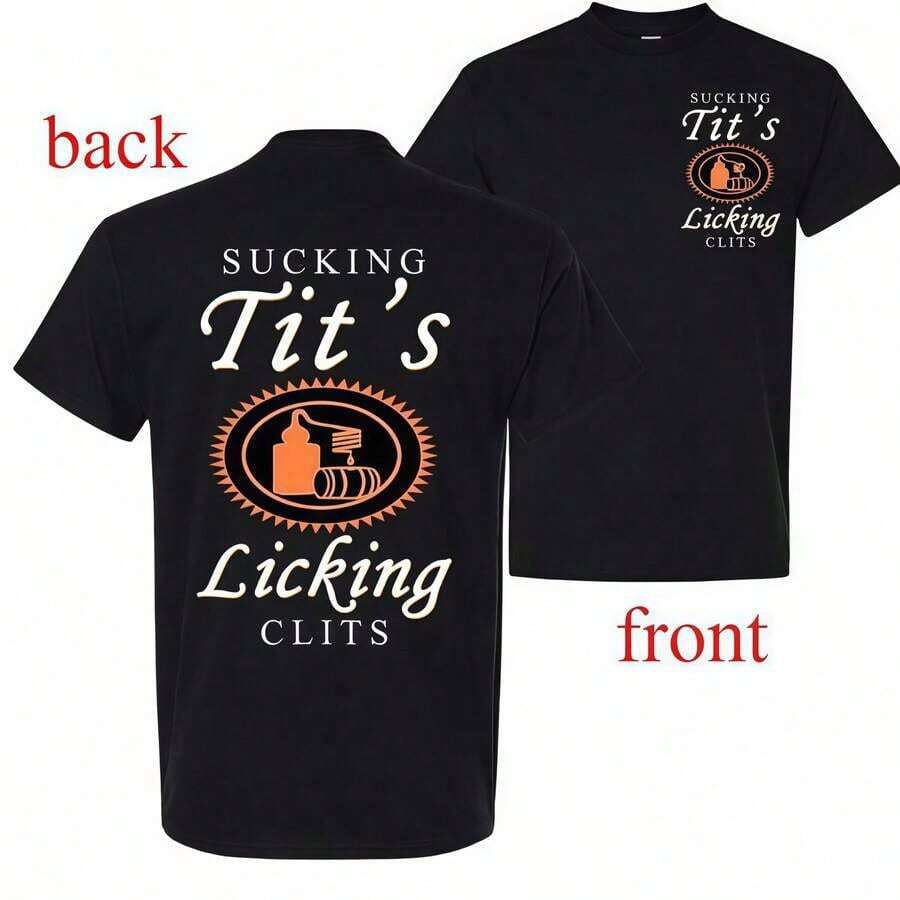 Summer Clothes Sucking T And Licking C Funny Tito Drinking Humor Party T-Shirt, Tito Logo Party Vibes Design Graphic 2 Side Shirt, Unisex Cotton For Men And Women Menswear Top Fabric Summer Outfits For Women Summer Clothes - màu đen - Xem 1