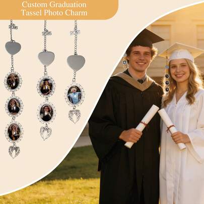 Custom 2026 Graduation Cap Tassel Charm With Photo, Memorial Graduate Gifts For Daughter Son, Graduation Cap Picture Pendant For Class Of 2026