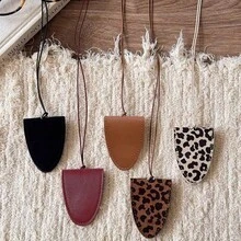 Deer Velvet Leopard Print & Solid Color Magnetic Hanging Necklace For Women, Fashion Glasses Chain, High-End Eyewear Accessory, Eyeglasses Storage Pouch - Multicolor - View 11