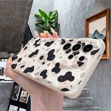 1 chiếc ốp lưng điện thoại màu kem họa tiết da bò bất đối xứng, lý tưởng cho nữ sử dụng hàng ngày, tương thích với Galaxy S23/S24/S25/S26/A57/A37/A17/A07, dòng Android thuần túy. - trắng - Xem 6