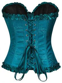 Áo corset không dây lưng buộc dây họa tiết Intarsia dành cho nữ, thích hợp cho tiệc năm mới, ngày Valentine, lễ hội, lễ tốt nghiệp và mùa hè. - Màu xanh lam - Xem 2