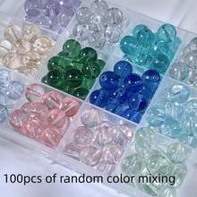 100 hạt cườm thủy tinh trong suốt 6/8/10mm, hạt cườm pha lê, thích hợp để làm đồ trang sức DIY, vòng tay, dây chuyền, móc khóa, dệt may. - Nhiều màu - Xem 7