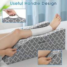 Leg Elevation Pillow For After Surgery Adjustable Height Memory Foam Wedge Pillow With Cooling Ice Silk Cover Ergonomic Leg Port For Knee Comfort Care For Blood Circulation Grey - Grey - View 6