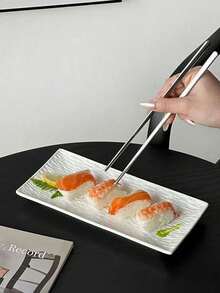 Japanese Style Rectangular Plastic Plate, High-End Household Dining Plate, Sushi Plate, Dessert Plate, Steak Plate, Western Dish Plate; Long Rectangular Western Dining Plate, Household Fruit & Vegetable Plate - Black - View 8