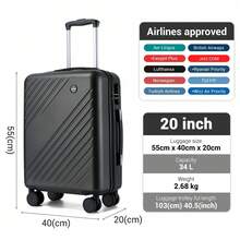 Hard-Shell Luggage Set | 20-Inch Carry-On (Cabin), 24-Inch Medium Checked Bag, 28-Inch Large Checked Bag | ABS+PC, 360° Quiet Wheels, Combination Lock | For Holidays, Business, Family & Weekends - Grey - View 7