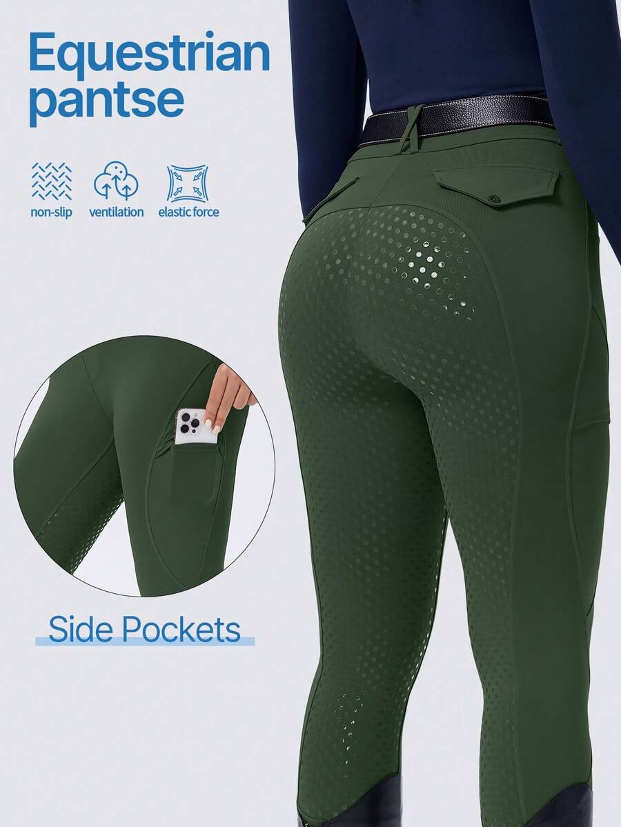 ROYALS MATTINI Solid Color Women's Riding Breeches - High Waist Slim Fit Equestrian Pants, Classic Versatile, Professional Equestrian Training Pants (No Belt) Sports