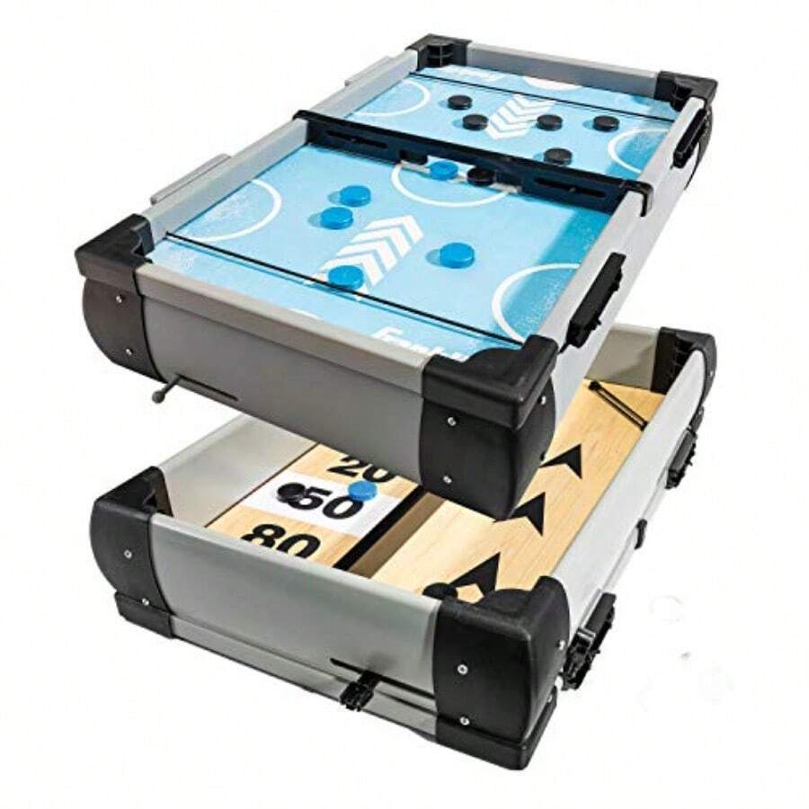 Franklin Sports Shuffleboard y Hockey Shot Juego de sala de juegos listo para jugar acción rápida para niños juego perfecto para todas las edades 10 Mini discos con cordones integrados no requiere montaje - Ninguno - Ver 1