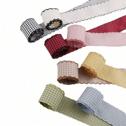 Ruy băng satin dệt họa tiết kẻ caro lấp lánh ren, phụ kiện tóc nơ tự làm, quà tặng, trang trí bánh, quần áo.