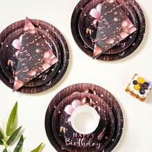Birthday Party Disposable Tableware Set, 7/9 Inch Party Plates, Disposable Paper Plates, Cups, Napkins, Suitable For Holidays, Weddings, Engagements, Birthdays, Parties, Celebrations - Multicolor - View 4