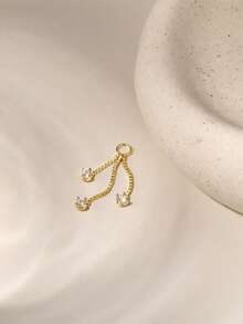 1件精美时尚925纯银镀金三排流苏吊坠耳环，低过敏性，适合女性日常佩戴，母亲节婚礼派对礼物 - 金色 - 查看 3
