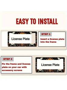1 Piece,6.3x12.2inchMetal License Plate Frame Cover Floral Sun And Moon Front License Plate Frame Car License Plate, Car Exterior,It Can Add A Stylish Personality To Your Car,Funny License Plate Frame, License Plate Frames 2 Pack, Motorcycle License Plate Frame. - style1 - 查看 3