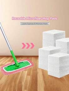 高吸水性可重复使用拖把垫，聚酯纤维清洁布，适用于干湿两用地板清洁，拖把垫易于更换，家用清洁，干湿擦拭 | 连接垫 | 清洁布，地板清洁拖把 - 多色 - 查看 6