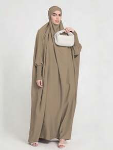 1件宽松款头巾，高私密性高品质吉尔巴布穆斯林女性祈祷头巾，伊斯兰服饰头巾 - 彩色 - 查看 29