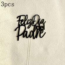 1pc/3pcs Acrylic "Feliz Dia Papa" Cake Topper, Father's Day Birthday Party Decor - Multicolor - View 8