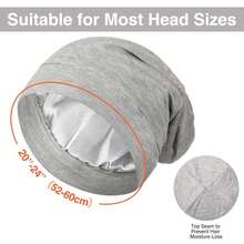 4 Pcs Silk Satin Lined Bonnet For Sleeping Adjustable Slouchy Beanie Hat For Women Men Night Hair Wrap - 深色系多色 - 查看 2
