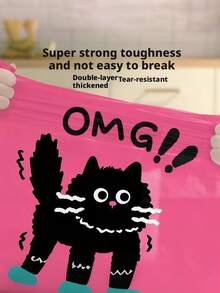 50/20/5 Stücke süße rosa und schwarze Katzen-Kordelzug-Geschenktüten, süße Cartoon-Katzen-Müllbeutel, verdickt, langanhaltend und reißfest, leicht zu ziehender Kordelzug, geeignet als Haushaltsmüllbeutel, Einkaufstaschen, Geschenktüten, Geschenkverpackungstüten, Party-Geschenkverpackungstüten - Rosa - Übersicht 10