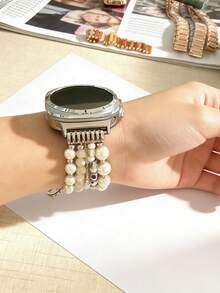 1件白色珠飾心形鑲嵌人造鋯石手錶錶帶，適用於 Galaxy Watch9/8 Classic 46mm；1件女款/男款仿珍珠心形與生命之樹吊墜時尚手錶錶帶，適用於 Galaxy Watch9/8 40mm 44mm，替換腕帶，運動手錶錶帶，適合男士與女士，適配 5.5 至 6.5 英吋手腕，適合作為禮物 - 彩色 - 查看 5