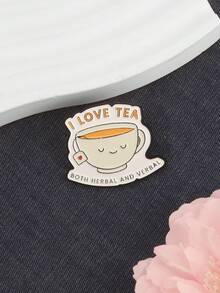 Cute Cartoon Tea Lover Slogan Creative Casual Versatile Cartoon Brooch Pin Badge - Water Cup - View 1