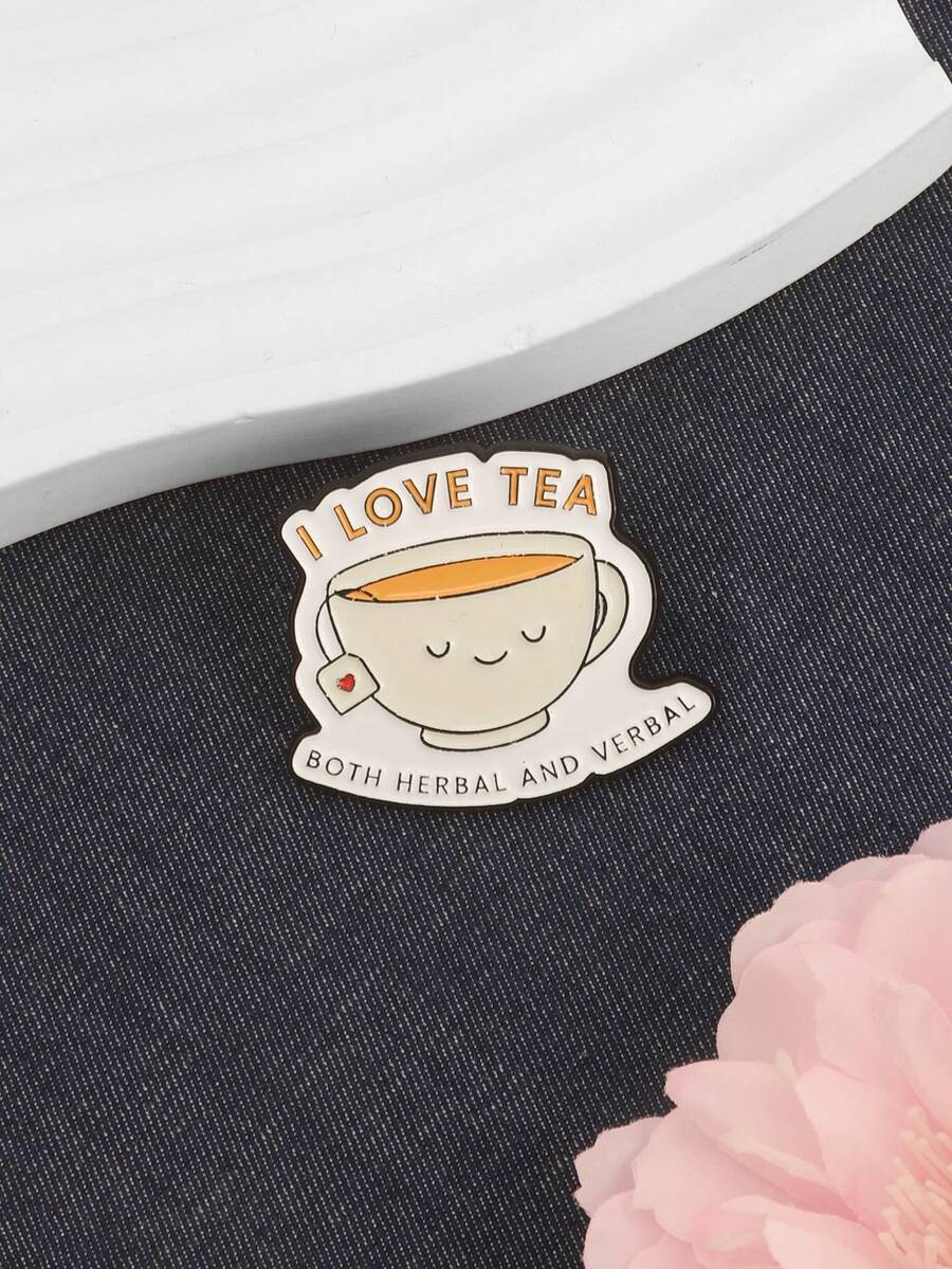 Cute Cartoon Tea Lover Slogan Creative Casual Versatile Cartoon Brooch Pin Badge - Water Cup - View 1