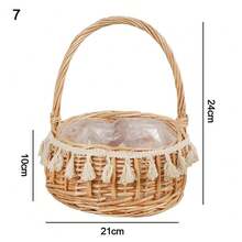 Cesta tejida de mimbre de sauce, almacenamiento de media luna de mimbre con asa, cesta pequeña resistente para flores, contenedor de Picnic - Estilo 2 - Ver 16