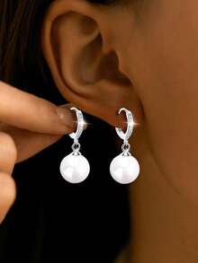 1 Đôi bông tai bạc S925 đính ngọc trai và kim cương, thiết kế thanh lịch, chất lượng cao cấp, mang đậm phong cách Pháp tinh tế và nữ tính, phụ kiện cao cấp, quà tặng ngày Valentine. - ngọc trai - Xem 6