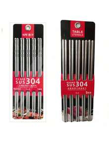 10pcs/Set High-Quality Reusable Chopsticks, Random Assorted Japanese Style Cutlery Set, Suitable For Kitchen, Sushi, Holidays Gifts, Elegant Stainless Steel Reusable Chinese/Japanese/Korean Chopsticks - Multicolor - View 3