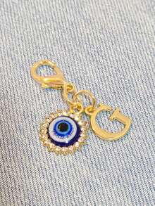1pc Initial Letter Blue Evil Eye Rhinestone Keychain - Symbolic Gift, Protection And Good Luck - Fashion Accessory, Suitable For Car Keys/Bag Pendant, Ideal Holiday Gift Accessory - Multicolor - View 19