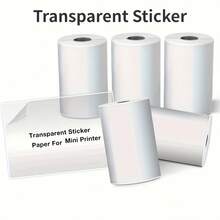 3 rollos de pegatinas adhesivas térmicas transparentes, pegatinas brillantes autoadhesivas claras, compatibles con todas las impresoras de mini pegatinas, adecuadas para notas de estudio, fotos, listas, diarios, scrapbooking y proyectos - Ver 3