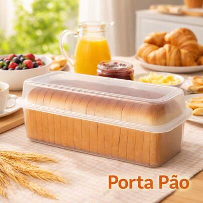 Porta Pão de Forma com Tampa Armazenador de Pães e Bolos Mesa Posta