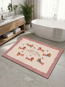 1 pieza Alfombra de baño con estampado de cachorro rosa, antideslizante y súper suave, para decoración del hogar, felpudo, alfombra absorbente de agua para el baño, de pelo corto, con respaldo de goma, para baño, dormitorio, cocina, entrada, uso interior y exterior, accesorios y decoración de baño, regalo perfecto para un nuevo hogar. - Rosa - Ver 5
