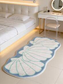 1 pieza Alfombra de área con forma de concha de color rosa suave - Adorable patrón de concha marina, lavable a máquina, decoración cómoda para el dormitorio o área de juego, alfombra de juego lavable y caprichosa, alfombra para la sala de estar - Multicolor 1 - Ver 2