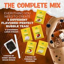5 Packs Taro Mango Honeydew Strawberry Bubble Tea Kit Set With Extra Rich Tapioca Pearls Straws - Mix Fruity - View 5