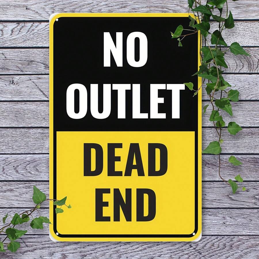 One Piece Of Tin Sign Indicating A Dead End With No Outlet, Perfect As A Valentine'S Day Present, Measuring 20 By 30 Centimeters Or 8 By 12 Inches, Not Framed. - 1PC - View 1