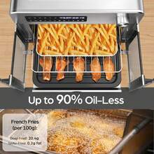 YASHE French Door Air Fryer Toaster Oven Combo, 102 Recipes & 7 Accessories Extra Large Airfryer Convection Oven Countertop 10-In-1, 30% Faster 90% Less Oil, Stainless Steel - Default - View 4