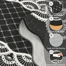 Washable Rugs, Rug Modern Geometric Living Room Rug, Stain-Resistant Scalloped Throw Rugs, Soft Faux Wool Carpet For Bedroom Entryway Office Dorm - Black(120*170cm) - View 4