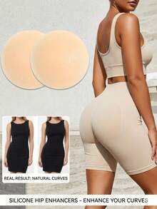 1 Pair 3D Transparent Silicone Buttock Pads And Buttock Enhancement Pads, Seamless Bionic Self-Adhesive Buttock Filler, Silicone Fake Buttocks, Body Filler, Suitable For Real Transforming Lingerie Padding, Leg And Calf Shaping Stickers To Prevent Deformation, Suitable For Buttock Dresses And Tight Pants - Multicolor - View 2