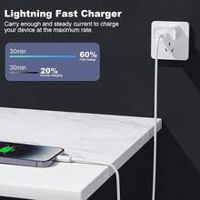 1-2条苹果专用车载充电器，3.3英尺USB-A转Lightning充电线，支持CarPlay无缝连接，智能快充，兼容苹果14/13/12/11/XS/XR/X/8/7系列，驾驶导航/日常充电必备 - 白色 - 查看 6