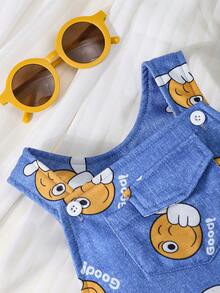 Bộ áo liền quần họa tiết hoạt hình cho bé trai Summer Infant, áo liền thân thoải mái cho kỳ nghỉ kèm mũ. - Xanh đậm - Xem 3