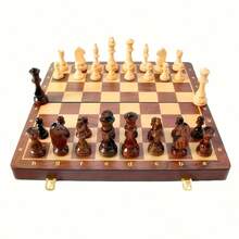 33 piezas Juego de Ajedrez Profesional Plegable - Incluye 16 piezas de ajedrez negras, 16 piezas de ajedrez blancas y 1 tablero de ajedrez - Caja de regalo premium, juego portátil y de mesa amigable para viajes, set esencial para entusiastas del ajedrez - Multicolor - Ver 4