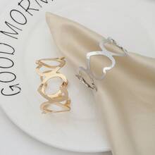 6/10pcs Elegant Minimalist Hollow Metal Heart Shaped Napkin Rings, Suitable For Wedding Decor, Holiday Gatherings, Mother's Day Gifts, And Tabletop Decoration - Multicolor - View 2