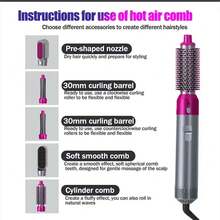 5-In-1 Multifunction Sirocco Curling Set: Straightens, Blow-Drys, And Self-Styling Hair Dryer - US A Type Plug(110-127V) - View 5