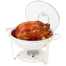 Chafing Dishes For Buffet, White-Plated 4 Pack 5QT Round 316 Stainless Steel Chafing Dish Set For Home Parties, Christmas Gatherings, Catering Events Complete Buffet Warmer Set (White 4) - 白色 - 查看 15