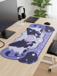 XXXL Extra Large Smooth Full-Coverage Irregular Shaped Gaming Mouse Pad, Waterproof And Non-Slip, 39.37"X19.69", Rubber Base With Fabric Surface, Purple & Black Heart Wing Star Pattern, Oversized Desk Mat For Keyboard & Computer, Compatible With Wired & Wireless Mouse, Office & Home Use, Stylish Gift Idea For Mother's Day - View 4