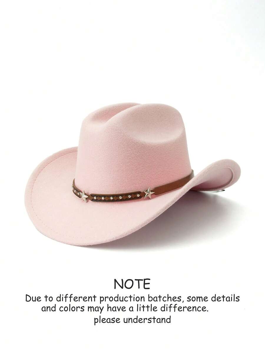 1 Chiếc mũ cao bồi cho mùa tựu trường, mũ len nỉ mềm mại kiểu miền Tây, mũ cao bồi cài thắt lưng cho nữ, thích hợp cho Giáng sinh, Halloween, tiệc tùng, sinh hoạt hàng ngày, v.v. - Kiểu 1 - Xem 1