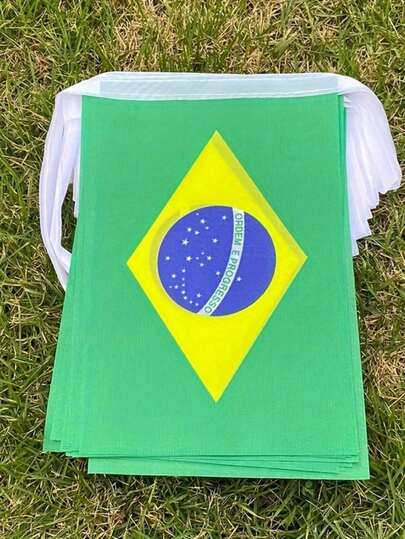 20pcs/String Brazilian Flags, A Mini National Flag Banner Containing 20 Flags, Suitable For Parties, Classrooms, Gardens, And Holiday Decorations. Ideal For Festive Events, Sporting Events, Bars, Indoor And Outdoor Home Decor, 2026 Football Decorations, Decorations For Football Fans, MICE (Mexican Cup), And MICE World Cup Decorations.