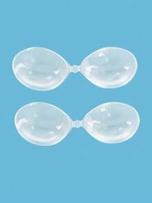 1/2/3pcs Invisible Adhesive Bra Cups, Silicone Nipple Cover Stickers, Backless Bra Lift Tape For Wedding Dress - Clear - View 10