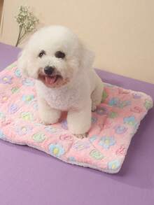 1pc Pet Bed Pad, Cute Heart & Bone Pattern, Breathable & Washable Thick Polyester Fiber Pet Mat, Suitable For Small/Medium Dogs & Cats All Year Round, Fit For Poodle (Toy Poodle), Not Suitable For Large Dogs - Multicolor - View 6