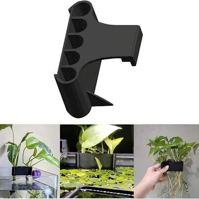 1个悬挂式水族箱植物支架，带孔，适用于水生植物，适合水族箱造景装饰