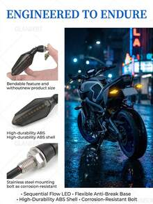 GLANBERT 12V 10mm LED Turn Signal Lights, White & Amber Color, DRL Arrow Flowing Sequence Lights, Suitable For Motorcycles - Flowing Lights - View 4
