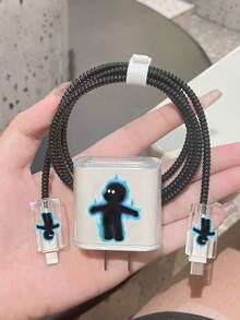 5pcs Flame Man TPU Charging Cable/Data Line Protector, Suitable Compatible With Apple 18W/20W Fast Charger Adapter Protective Case - Multicolor - View 2